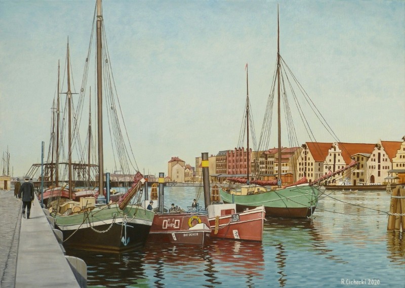 Szczecińskie Bulwary 6 ( widok na Łasztownię ) , 50 x 70 , olej.JPG