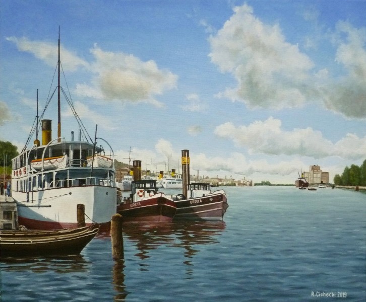 Odra Zachodnia, port ( Nabrzeże Kapitanatu) , 50 x 60 , olej.JPG