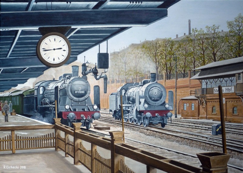 Dworzec Główny w Szczecinie ( Stettin Hauptbahnhof ),  50 x 70 , olej - Kopia.JPG