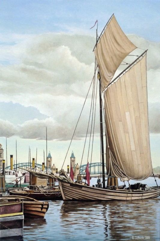 Szczecin , targ rybny , 60 x 40 , olej.JPG