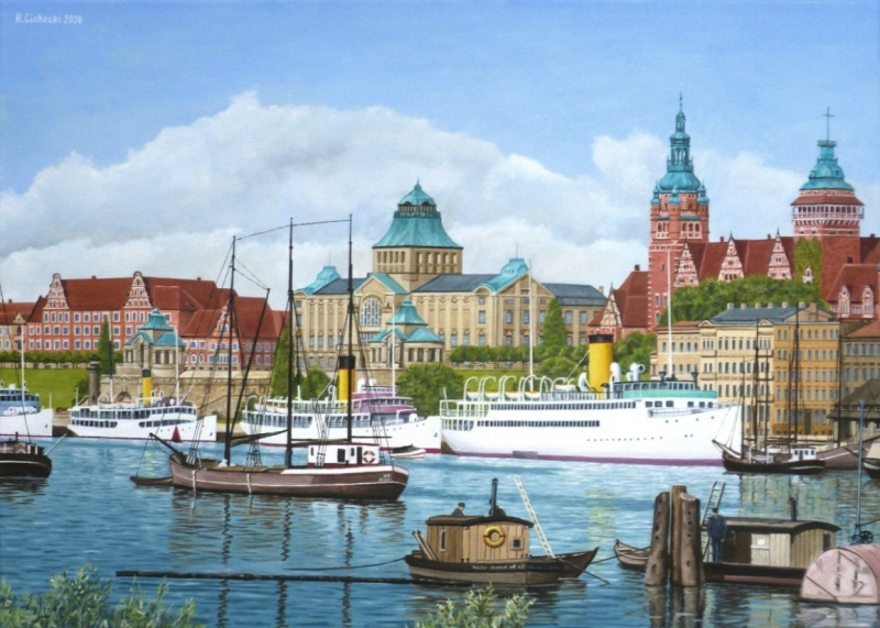 Szczewcińskie Bulwary 5 (Widok na Odrę i Wały Chrobrego) , 50 x 70 , olej.JPG