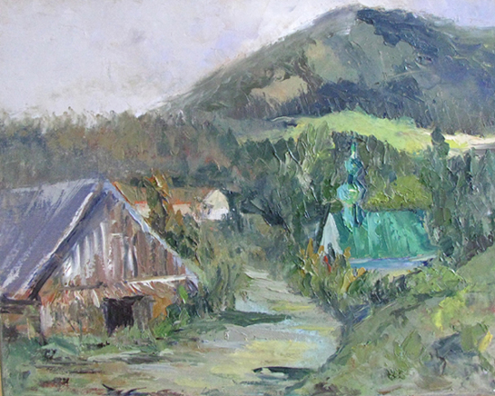 Kapliczka górska sercu górala bliska Mszana Dolna 2010 olej 50x60  1.jpg