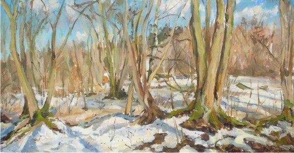Kopia Przedwiośnie, olej, płyta 77x40 cm, 20010r..jpg
