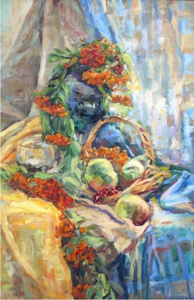 Kopia martwa natura z jarzębiną, olej, płyta 46x70 cm, 2009r.jpg