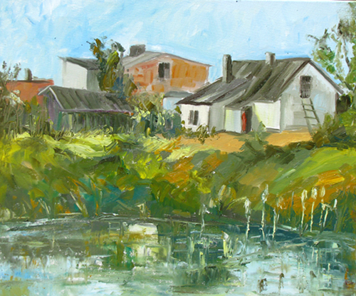 Plener Gołaszewo 2011 Chaty nad stawem 50x60.jpg